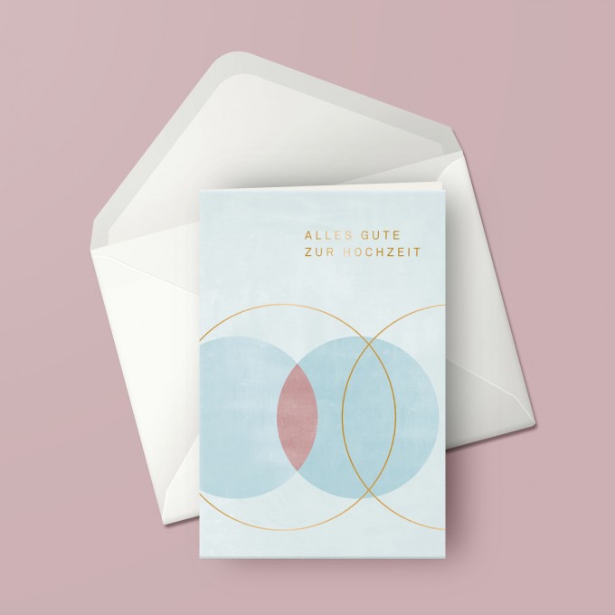 Designfräulein // Grußkarte mit Kuvert // Alles Gute zur Hochzeit // gold