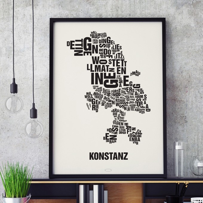 Buchstabenort Konstanz Stadtteile-Poster Typografie Siebdruck