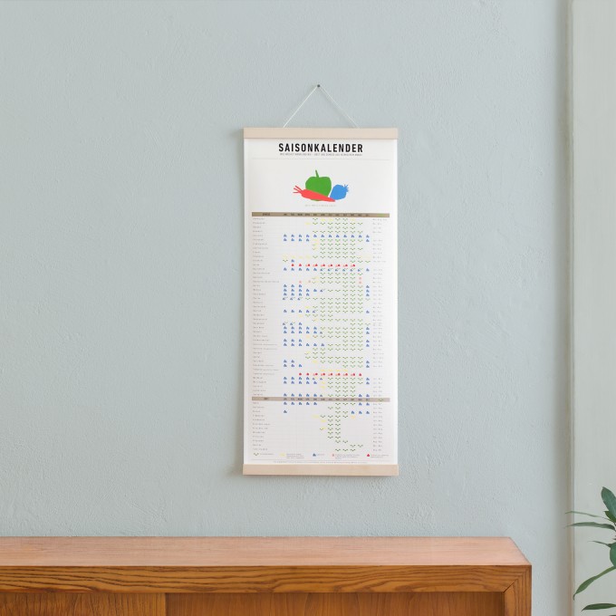 KLEINWAREN / VON LAUFENBERG Set / Saisonkalender + Magnetische Posterleiste Ahorn A3