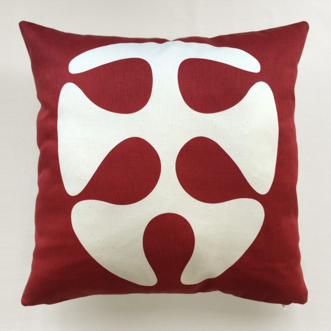 Print now - Riot later ● Kissen Sanddollar rot, Stoffsiebdruck