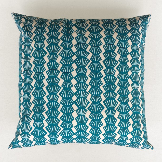 Print now - Riot later ● Kissen Shelly petrol, Stoffsiebdruck