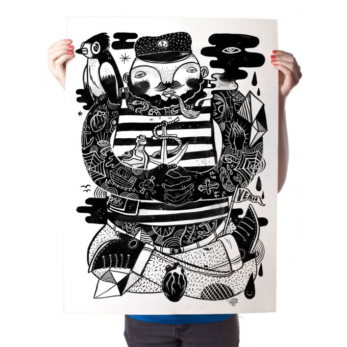 Martin Krusche – Poster »Käptn Konnie« 50x70cm oder DIN A3, Illustration von Martin Krusche