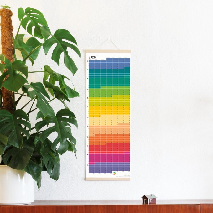 Wandkalender 2026 „Regenbogen“ Jahresplaner | Limited Edition | 100% Recyclingpapier | Deutsch-Englisch | Rückseite „Blue Hour“