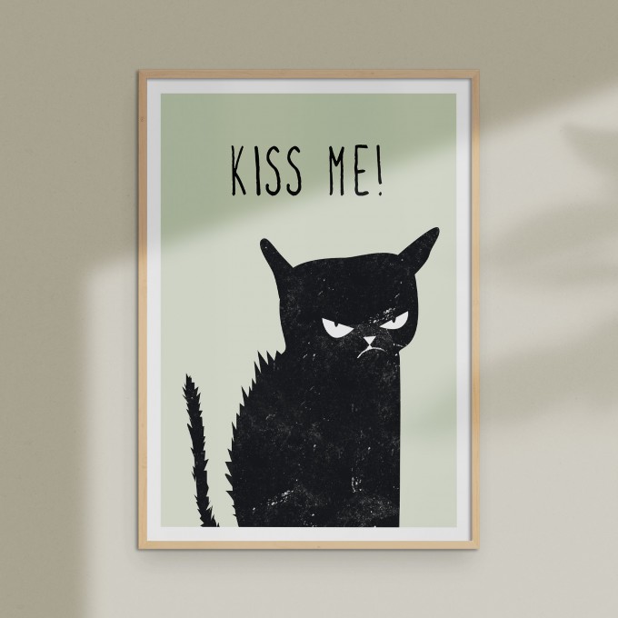 Amy & Kurt Berlin A4 Artprint "Kiss me cat"