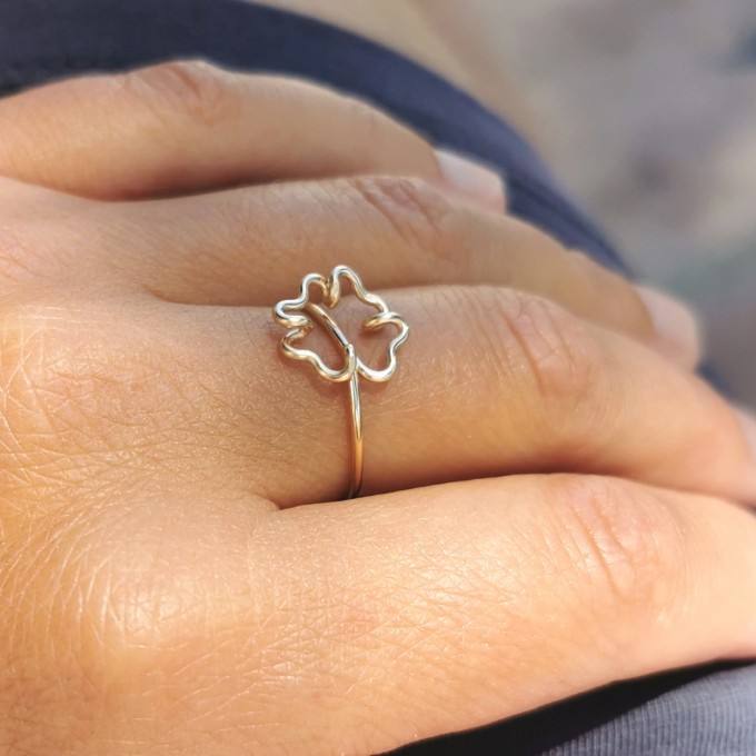 Kleeblatt Ring, größenverstellbar - in Sterling Silber und (Rosé) Gold Filled - KIZZU Schmuck