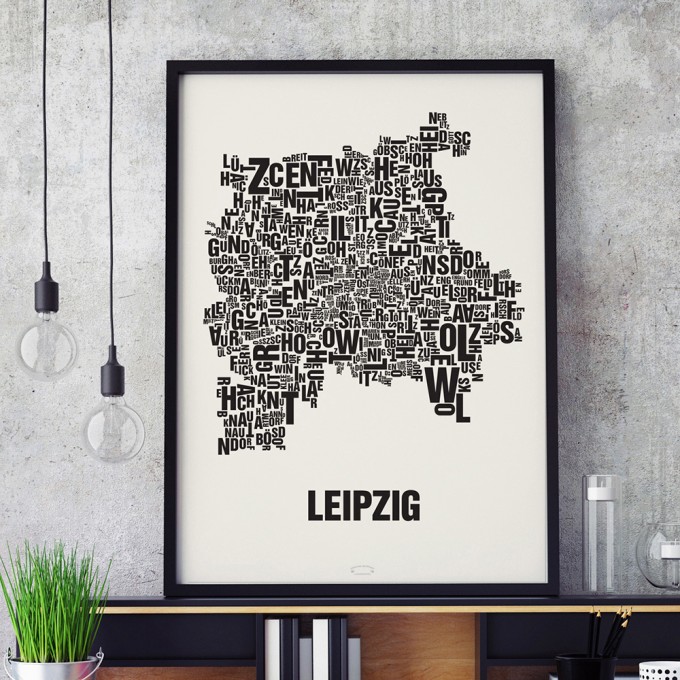 Buchstabenort Leipzig Poster Typografie Siebdruck