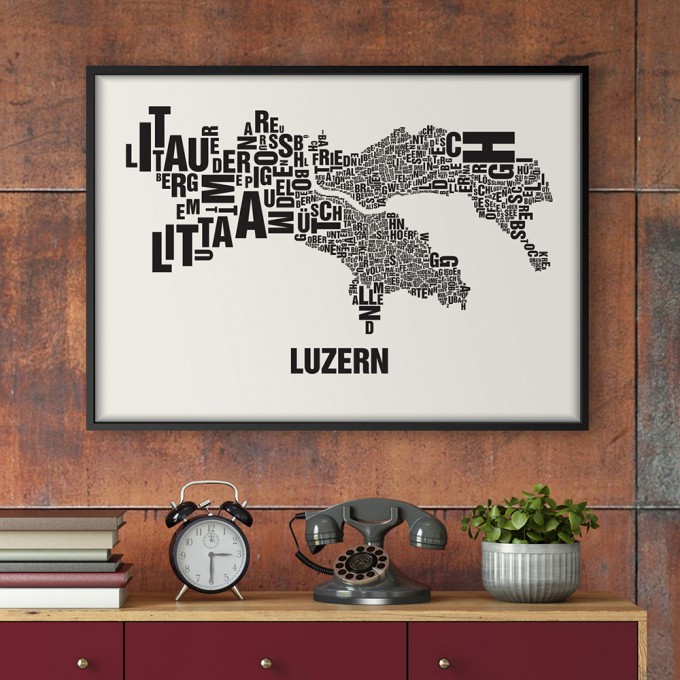 Buchstabenort Luzern Stadtteile-Poster Typografie Siebdruck
