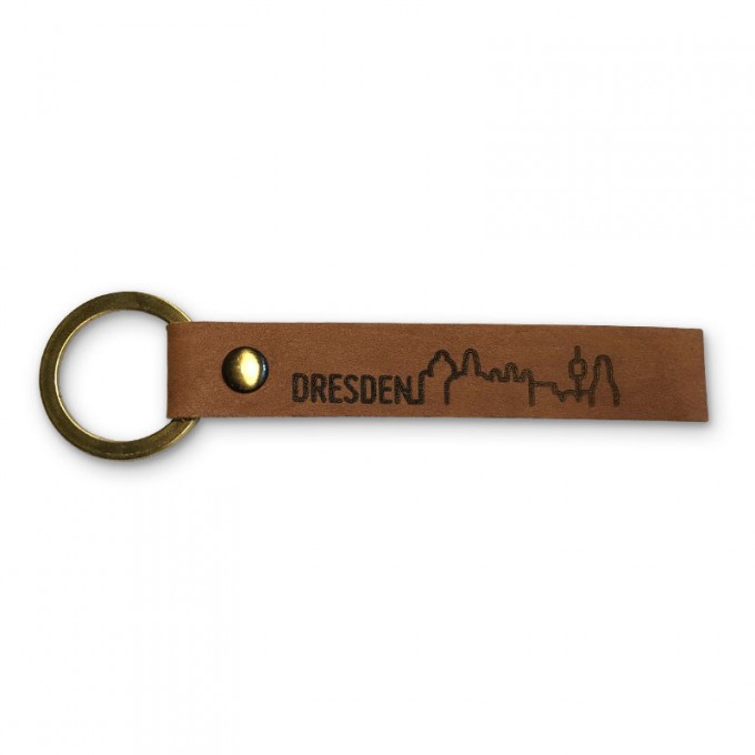 Stadtliebe® | Dresden Leder Schlüsselanhänger mit Messing Ring "Skyline"