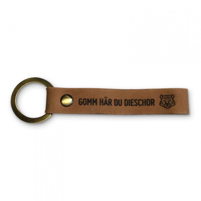 Stadtliebe® | Dresden Leder Schlüsselanhänger mit Messing Ring "Gomm här du Dischor"