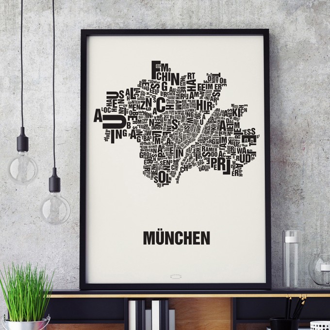 Buchstabenort München Poster Typografie Siebdruck