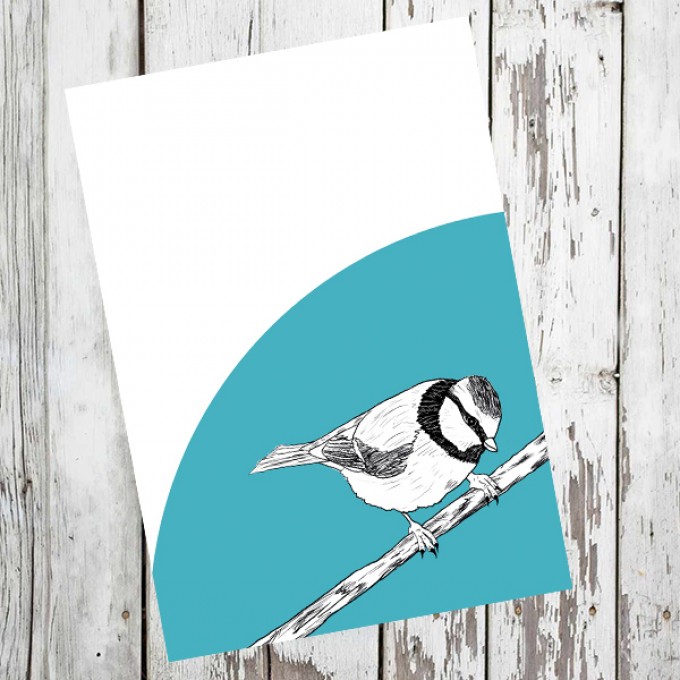 playfulsolutions Notizheft mit Vogel Illustration "Meise"