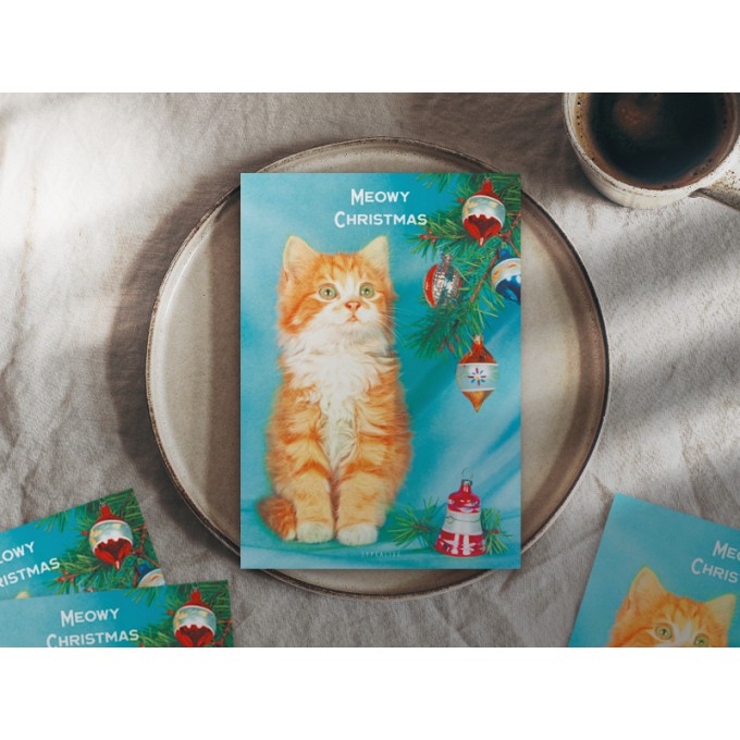 typealive / Retro-Weihnachtskarten 4er Set / Meowy Christmas