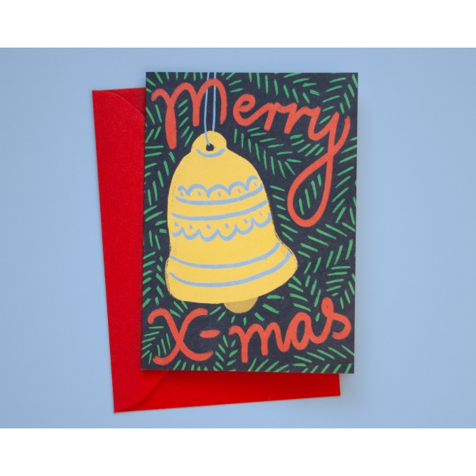 Weihnachtskarte Glöckchen »Merry X-mas« // Papaya paper products