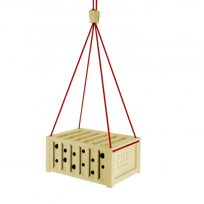 Bienenhotel Mini-Container aus Beton (Gelb) - hängend oder stehend aufstellbar - von Grellroth Design