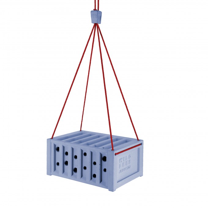 Bienenhotel Mini-Container aus Beton (Blau) - hängend oder stehend aufstellbar - von Grellroth Design