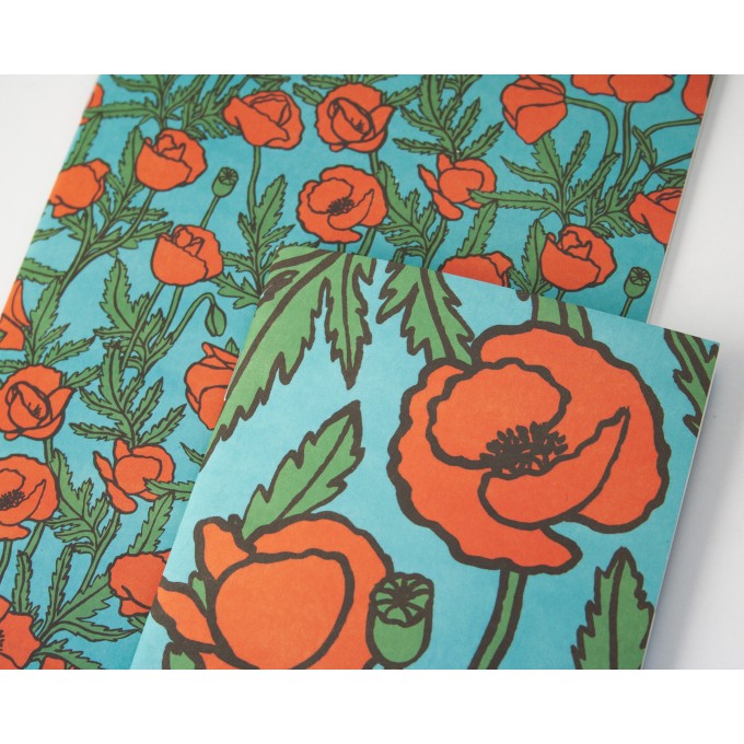 2er Set Notizhefte mit Mohnblumen // Papaya paper products