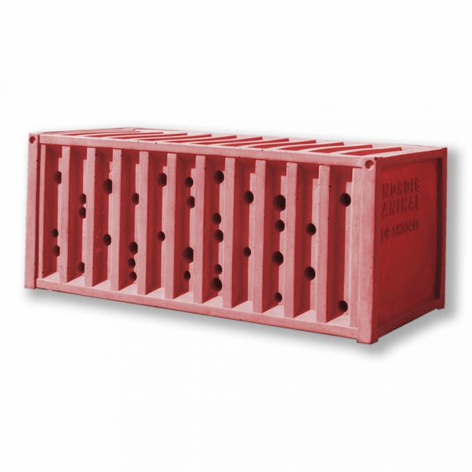 Bienenhotel aus Beton - beecontainer "Rot" im Überseecontainer-Look von Grellroth Design