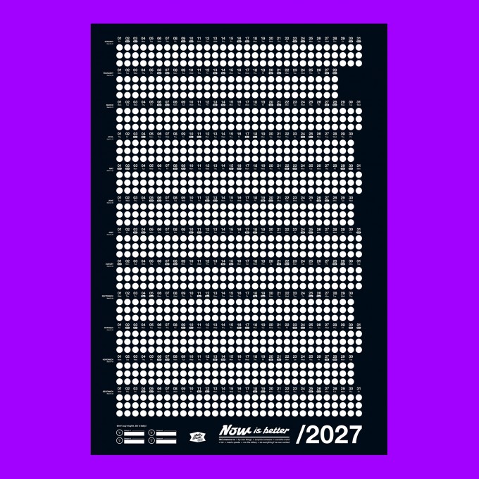 Bob And Uncle Design – Wandkalender – Now Is Better 2027 – Schwarz – 680 x 1000 mm