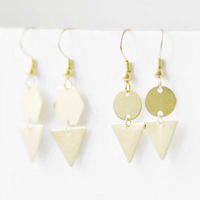 nahili OHRRINGE "geo circels and triangels" bronze Ohrschmuck (Brisuren oder Haken)
