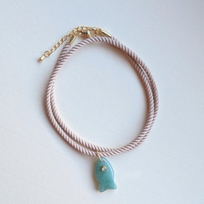 WUNDERVOLL | AVENTURINE FISH Cord Necklace