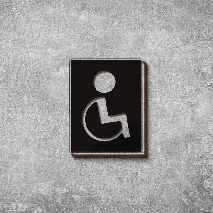 Keilbach Piktogramm Symbol "Handicap" aus Floatglas, selbstklebend, 7 x 9 cm