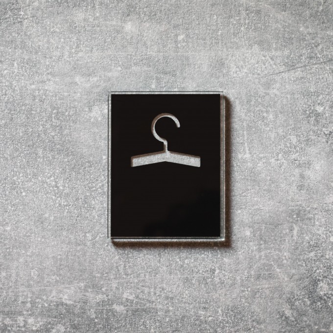 Keilbach Piktogramm Symbol "Garderobe" aus Floatglas, selbstklebend, 7 x 9 cm
