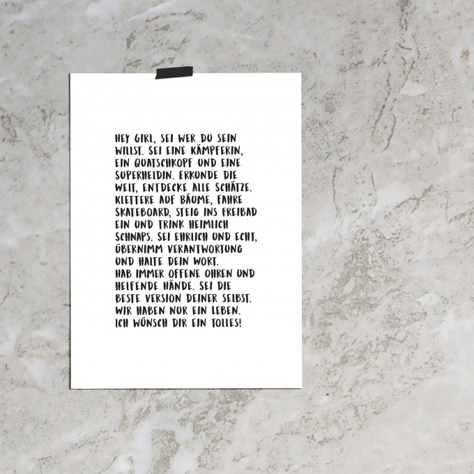 Love is the new black — Poster "Hey Girl", Din A4 Format