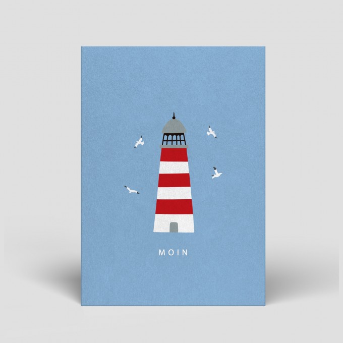 Postkarte Maritim - Leuchtturm mit Moin  - Nr. 128 - Naturbedacht
