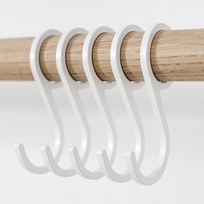 Garderobenhaken für SOLID Flurgarderobe, 5 Stück Weiß (Zubehör) | Result Objects