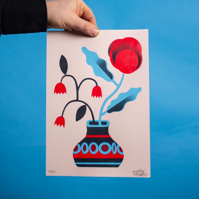 Martin Krusche - Schablonedruck »Rosenstrauch« 21x29,7cm (DINA4)