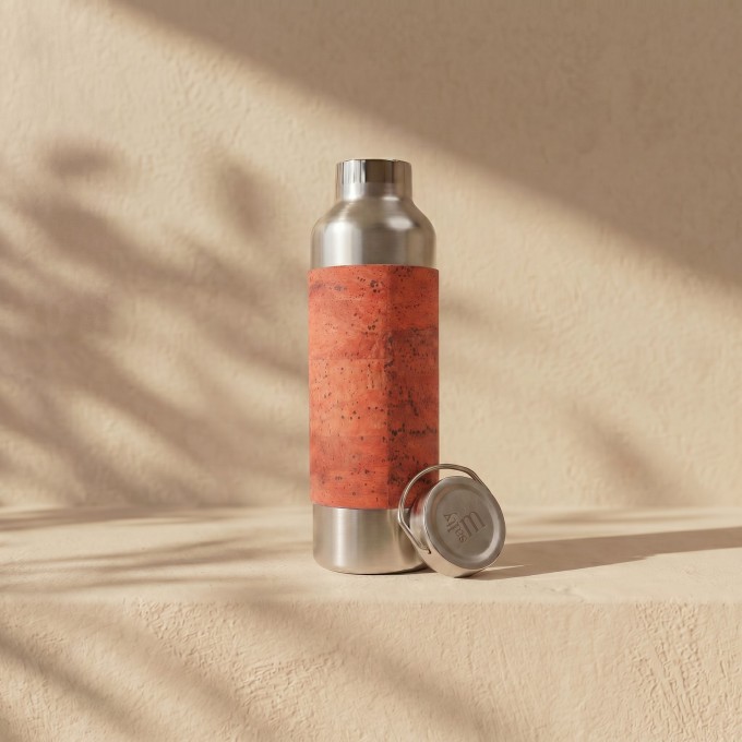 Edelstahl-Trinkflasche 750 ml mit Korksleeve – Salty Mind