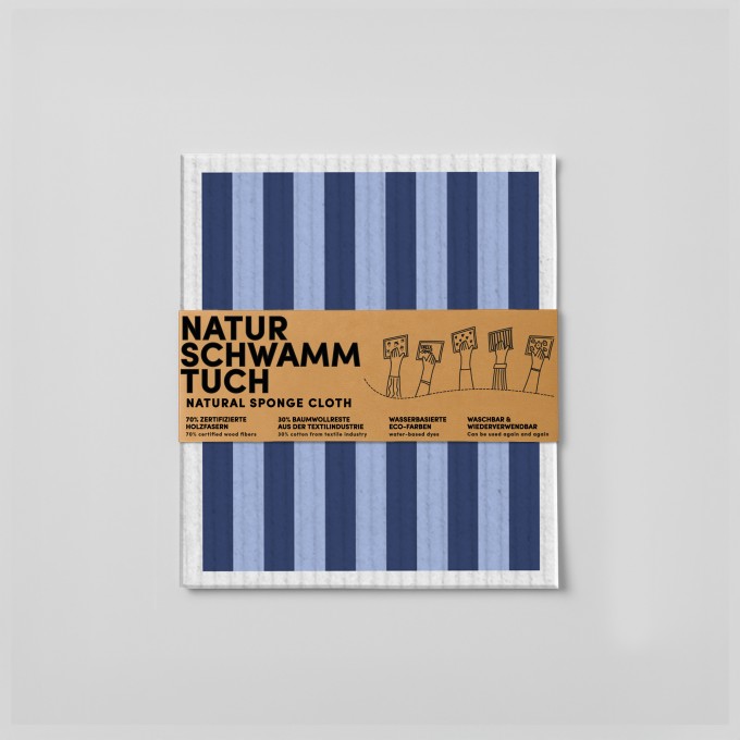 Schwammtuch - Streifen - Blau - Nr. 8 - Naturbedacht