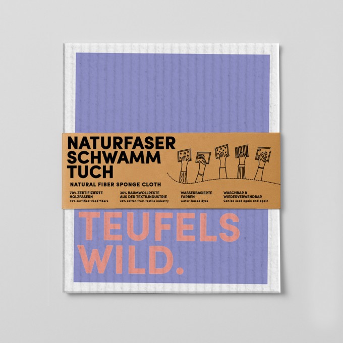 Schwammtuch - Spruch - Putzteufelswild - Nr. 2 - Naturbedacht