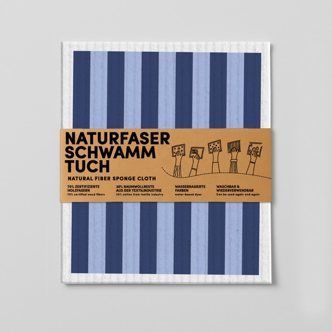 Schwammtuch - Streifen - Blau - Nr. 8 - Naturbedacht