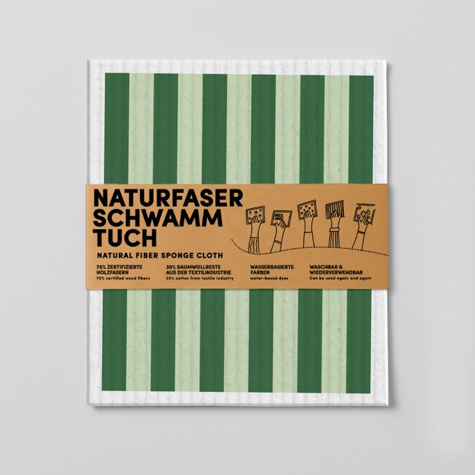 Schwammtuch - Streifen - Grün - Nr. 6 - Naturbedacht