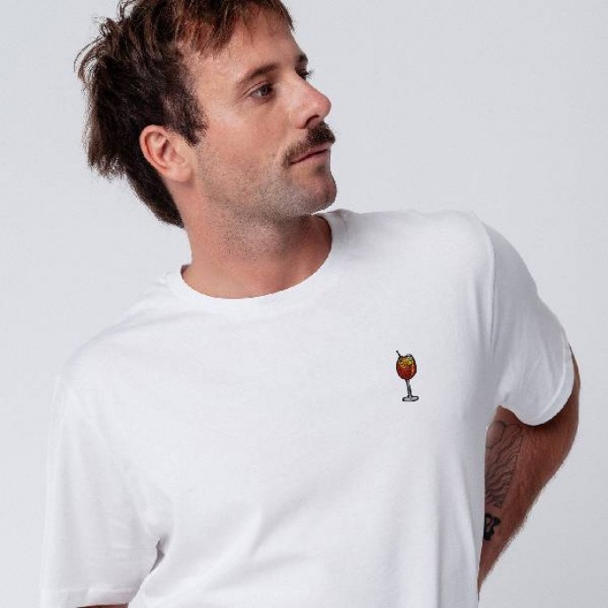 Spritz | Besticktes Bio Baumwoll Unisex T-Shirt | weiß | Fashion Drinks