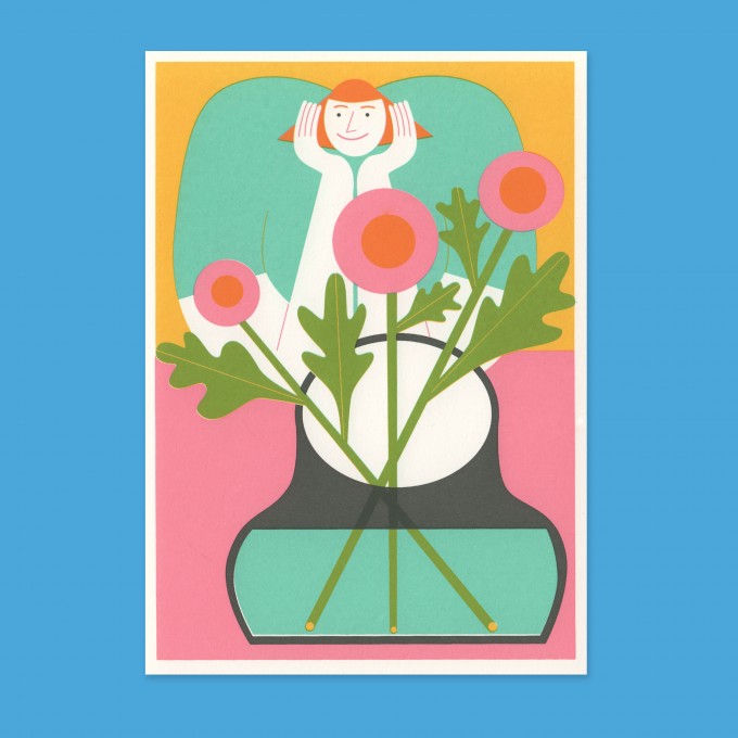 Anne Albert – Flowers + Smile – Siebdruck (17,6 x 12,2 cm)