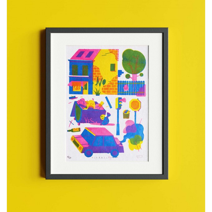 Martin Krusche - Stencildruck »Stadtleben« DINA3 (29,7x42cm)