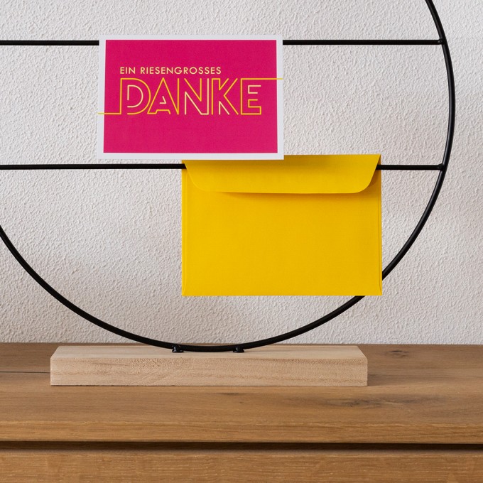 TYPOP 2er-Set Dankeskarte „Dankeschön“ PINK Klappkarte A6 inkl. Umschlag gelb