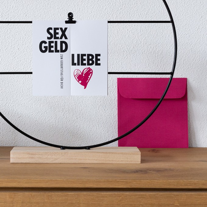 TYPOP Geburtstagskarte „Sex, Geld, Liebe“ Faltkarte inkl. Umschlag