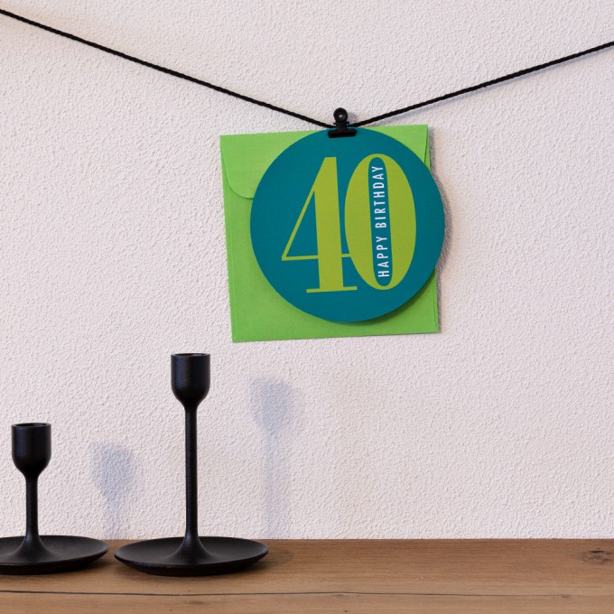 TYPOP Geburtstagskarte "Runder Geburtstag 40" rund inkl. Umschlag