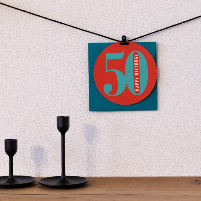 TYPOP Geburtstagskarte "Runder Geburtstag 50" rund inkl. Umschlag