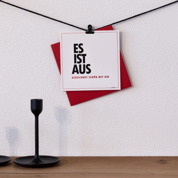 TYPOP Postkarte "Es ist aus" quadratisch inkl. Umschlag