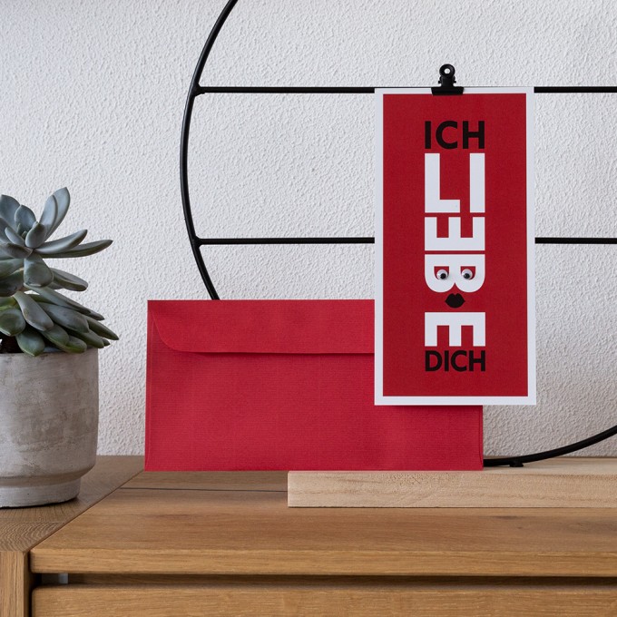 TYPOP Postkarte "Ich liebe Dich" DIN lang inkl. Umschlag & Wackelaugen