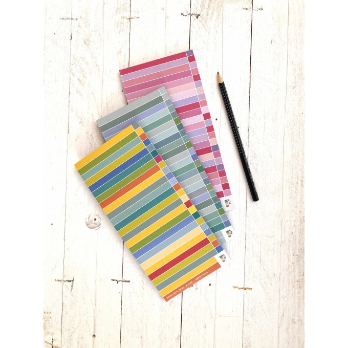 3 Notizblöcke im Set | bunt gestreift | Dreierpack gemischt | To-Do-Liste | To-Do-Block | Recyclingpapier | je 50 Blatt