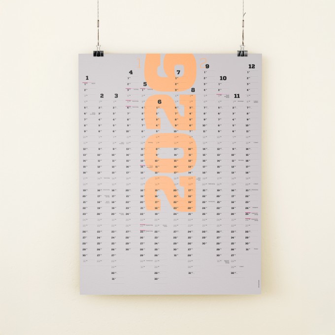 A1-Jahresplaner 2026 und 2027, 2-Jahres-Kalender, Halbjahre abtrennbar, Wandkalender 24 Monate verwendbar, grau // sperlingB.design