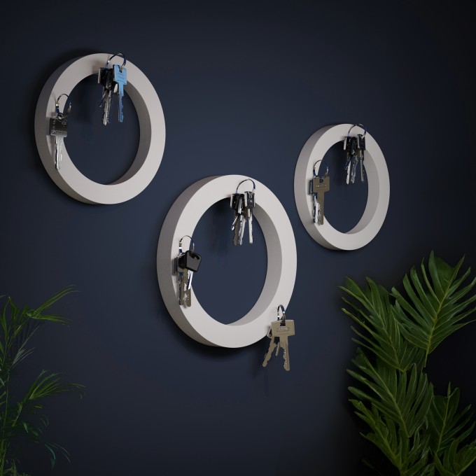 Schlüsselmagnet "O" hellgrau - superstark und nachhaltig. Aus pflanzlichem Kunststoff hergestellt - von Grellroth Design