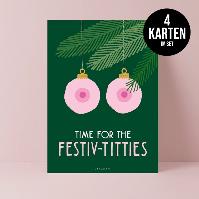 typealive / Weihnachtskarten 4er Set / Festiv-Titties