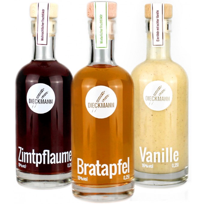 Weizenbrennerei & Likörmanufaktur Dieckmann 3er- Geschenkeset Winterliköre LIKÖR 3x 0,25l