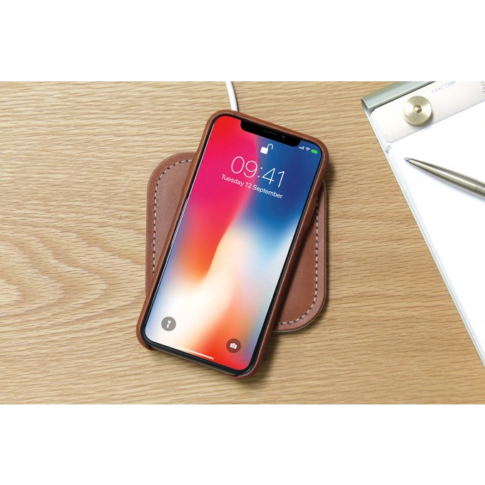 Pack & Smooch "Fast Wireless Charger" TAURUS 100% Merino Wollfilz (Mulesing-frei), Naturleder